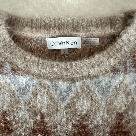 Calvin Klein Women’s Fair Isle Eyelash Long Sleeve Crewneck Sweater Size Small - Picture 3 of 8